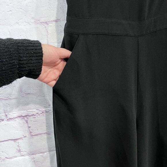 Madewell Womens Size 12 Apron Bow Back Jumpsuit Wide Leg Black Relaxed Fit - Picture 7 of 15